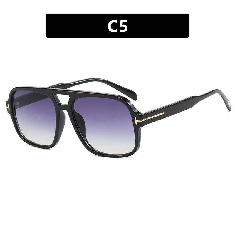 Pilot Retro Double Bridge Sunglasses High-End Sunglasses Anti-Uv Sunglasses Trend - Image 1